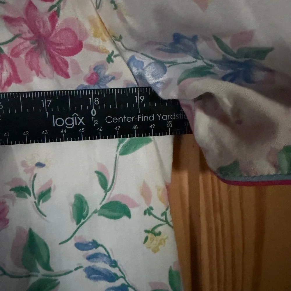 Vintage Floral Snap Front House Coat Short Sleeve Duster White Pink Blue Pockets